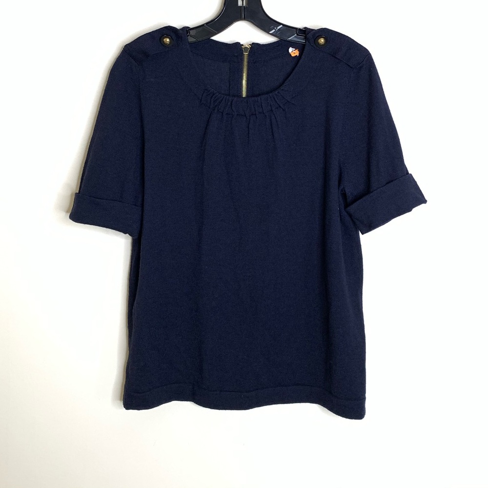 Tory Burch Emma Navy Merino wool Top sz M